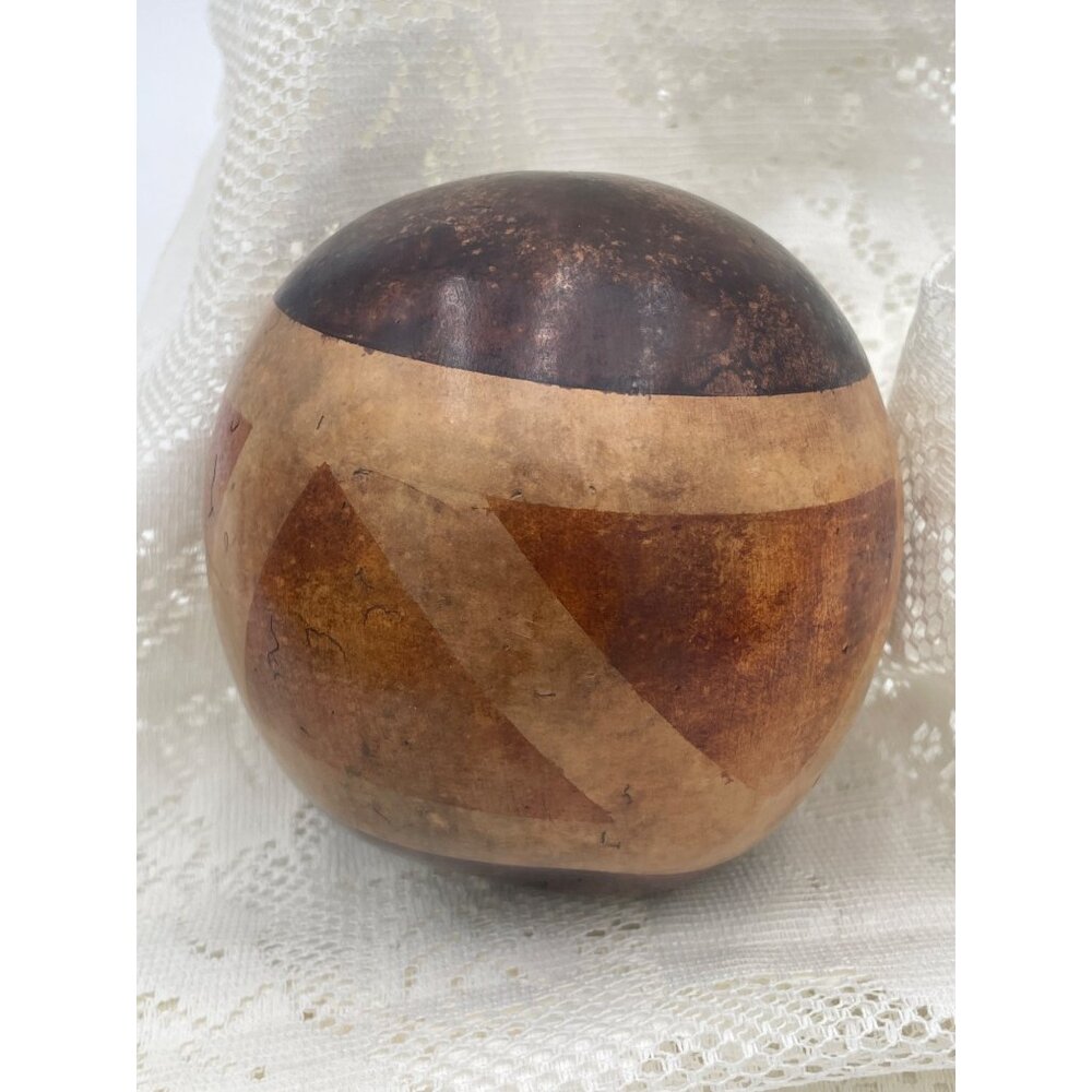 Gourd Painted Decorative Geometric Designs rattle inside Vintage Handmade